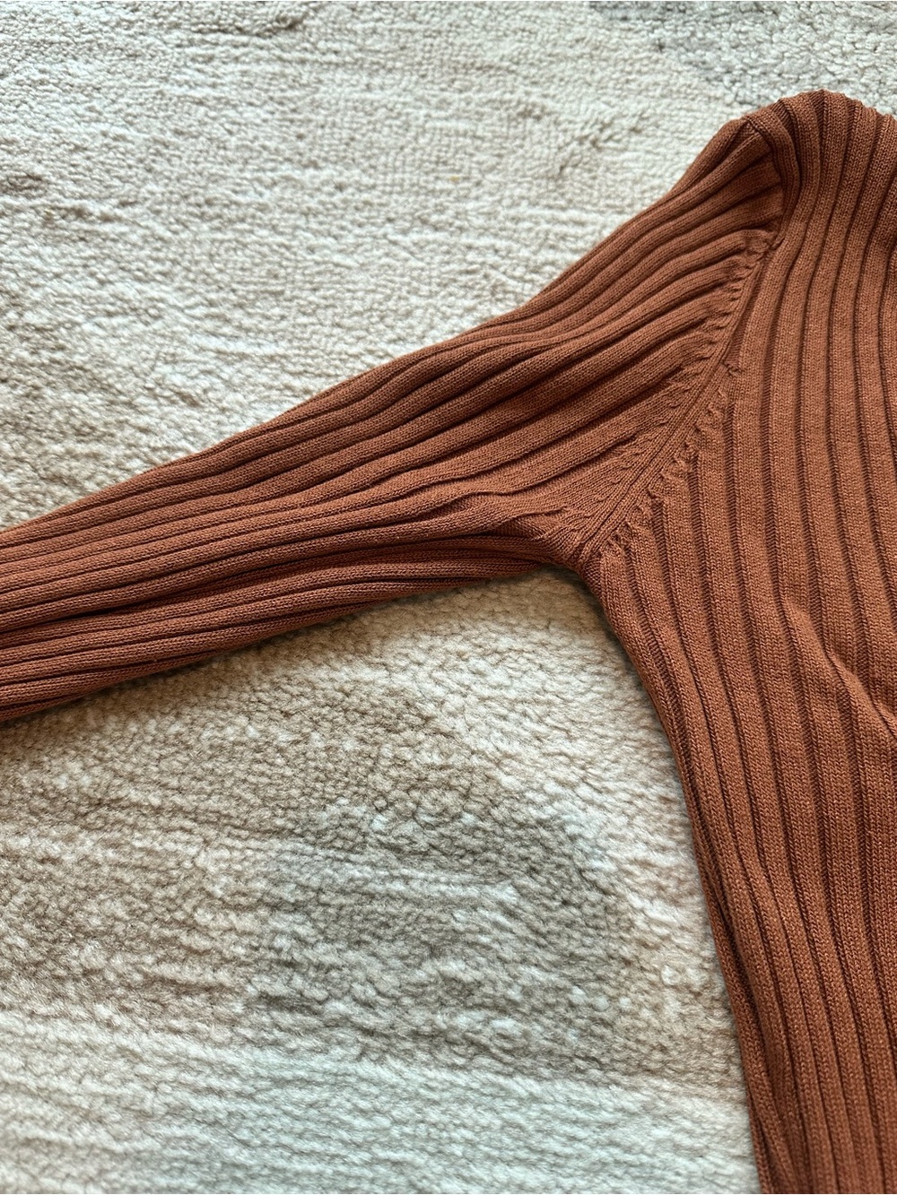 JLUXLABEL Long-Sleeve Ribbed Knit Bodycon Dress In Rust Size M - Picture 4 of 9